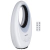 electriQ 24 Inch Smart Quiet Bladeless Tower Fan and Heater with Mood Light - White