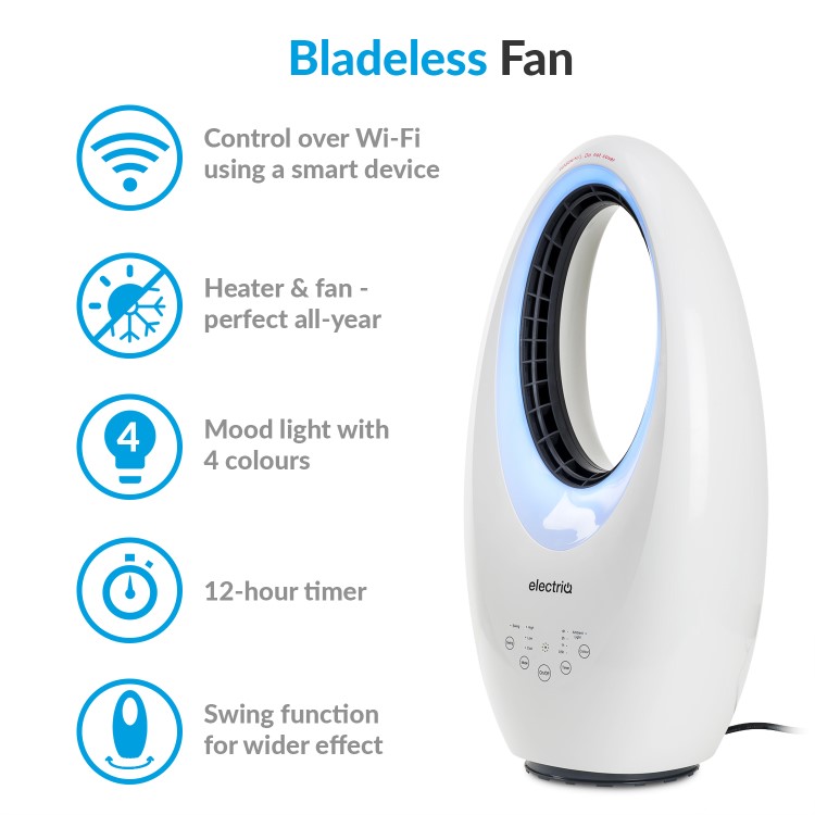 Refurbished electriQ 24 Inch Remote Control Tower Fan - White