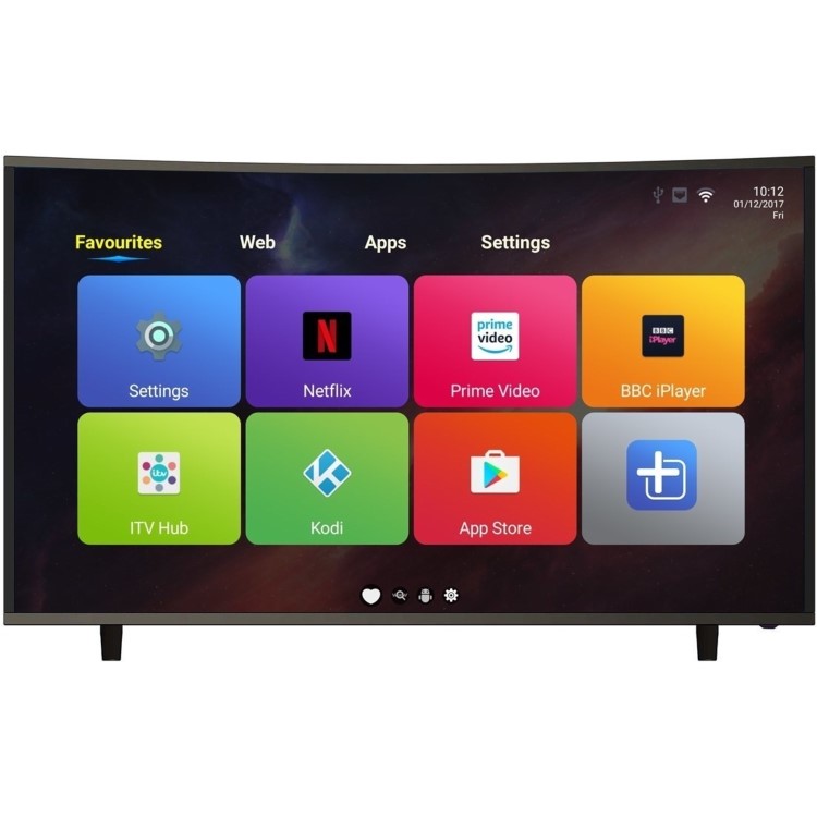 electriQ 49" Curved 4K Ultra HD LED Android Smart TV with Freeview HD