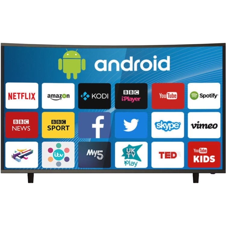 GRADE A2 - electriQ 49" Curved 4K Ultra HD Android Smart HDR LED TV with Freeview HD