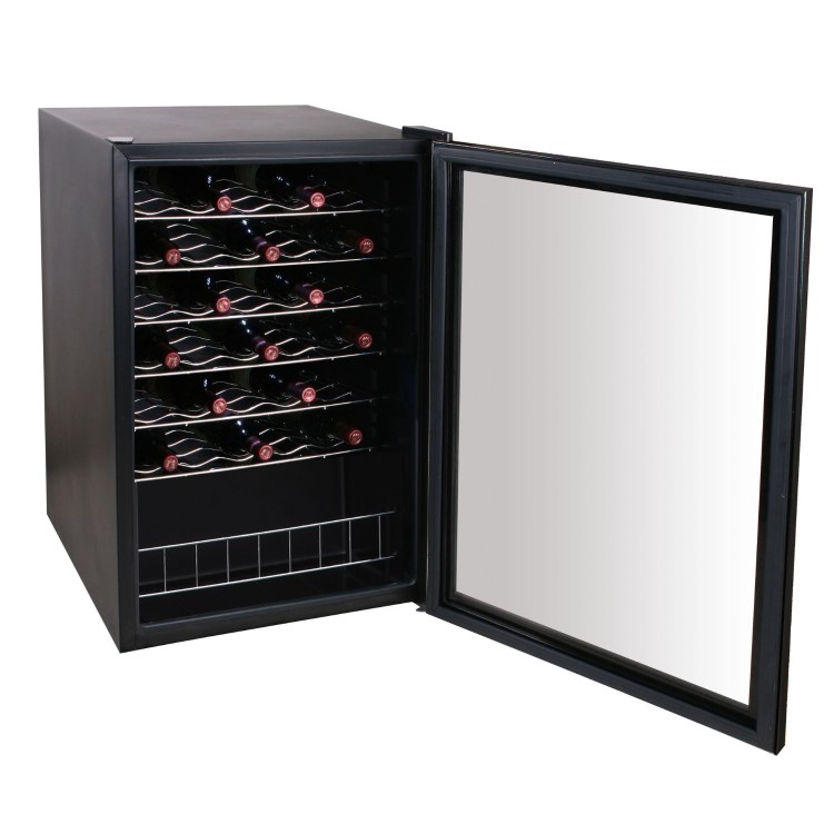 electriQ 48 Bottle Capacity Freestanding Wine Cooler – Black