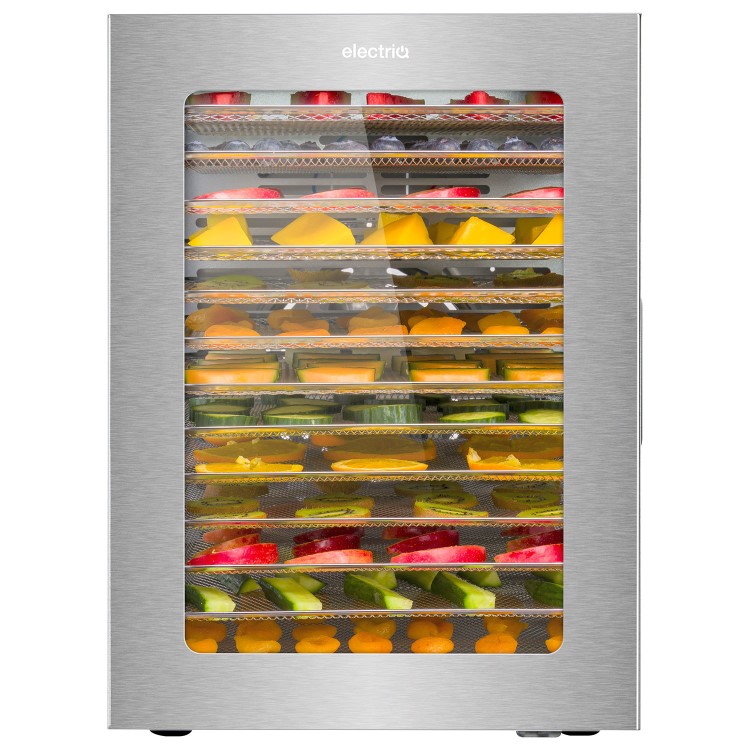 electriQ 14 Tray Commercial Style Food Dehydrator with side and top windows - Stainless Steel