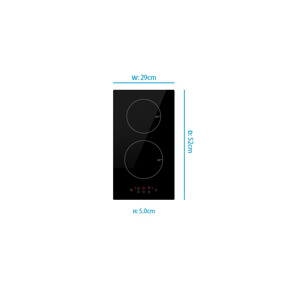 electriQ 30cm Domino Two Zone Induction Hob Black Plug in and go ! eiQ30INDP Appliances Direct