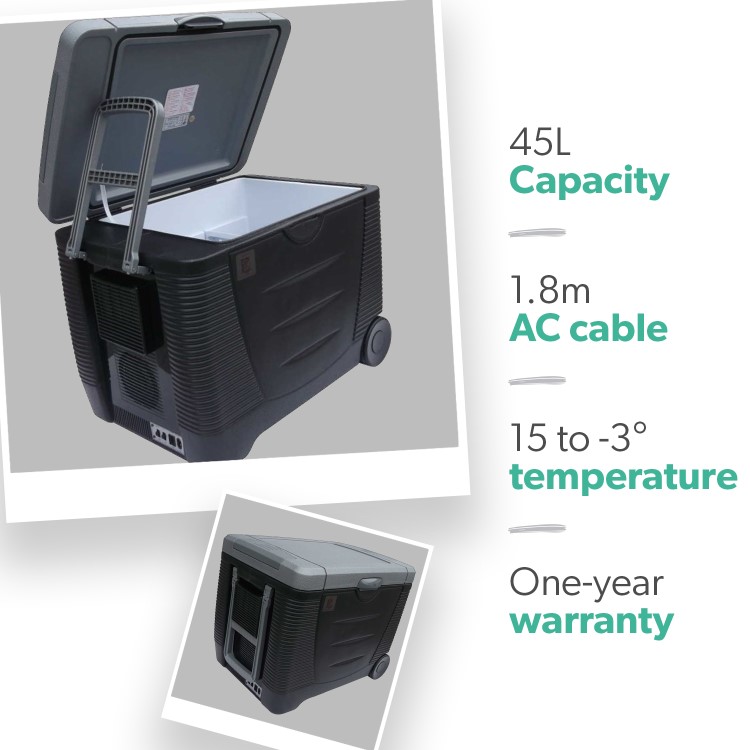 Refurbished electriQ eiQ45LCOOLBOXVE 45 Litre Portable Cooler Box Black