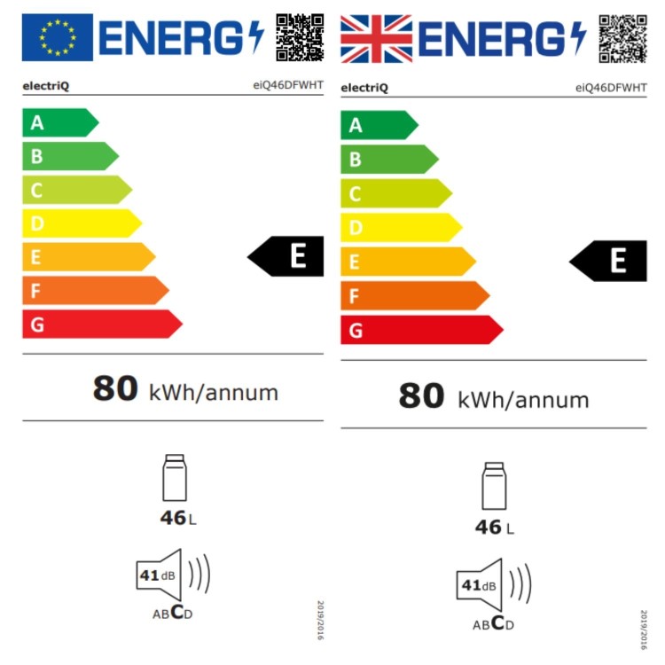 electriQ 46 Litre Table Top Drinks Fridge – White