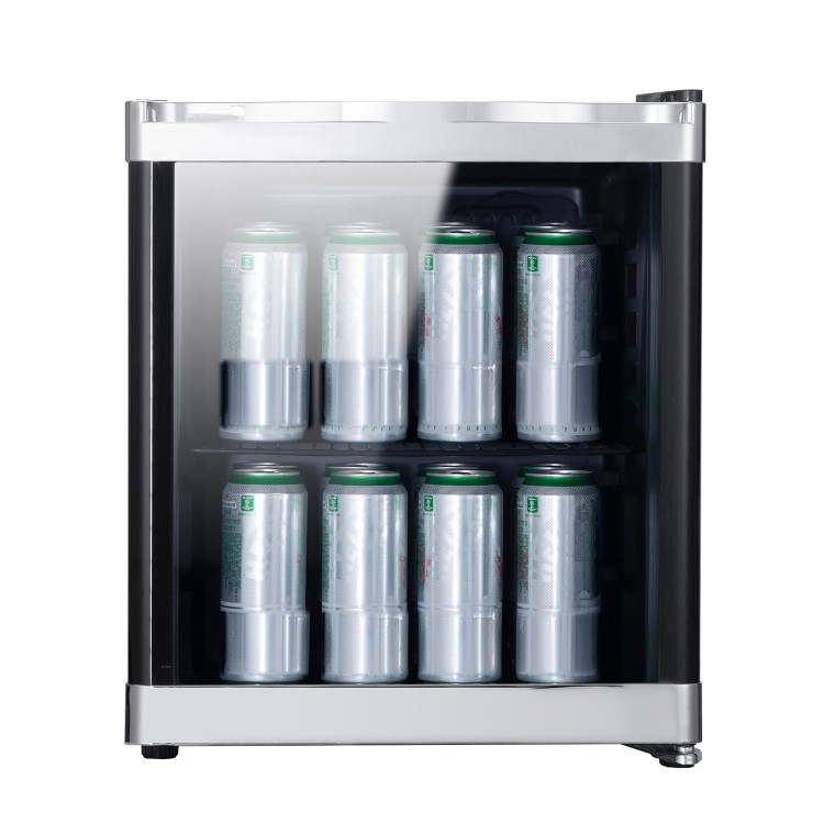Refurbished electriQ eiQ48DFCHBLK 48 Litre Drinks Fridge Black with Chrome Strips