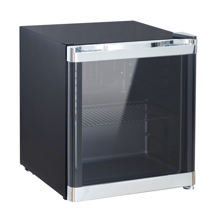 Refurbished electriQ eiQ48DFCHBLK 48 Litre Drinks Fridge Black with Chrome Strips