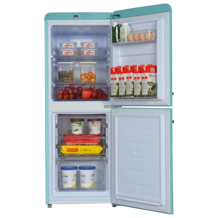 GRADE A1 - electriQ 153 Litre 60/40 Retro Freestanding Fridge Freezer - Blue Total No Frost