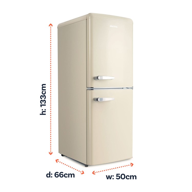 electriQ 153 Litre 50/50 Retro Freestanding Fridge Freezer - Cream Total No Frost