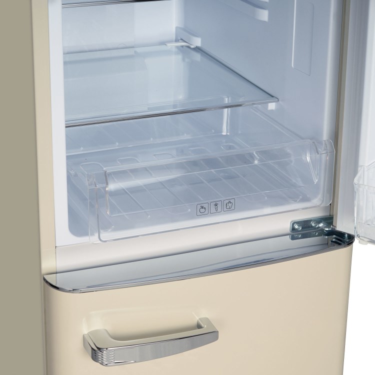 Refurbished electriQ eiQ50132RETROCTNF Freestanding 153 Litre 60/40 Retro Frost Free Fridge Freezer Cream