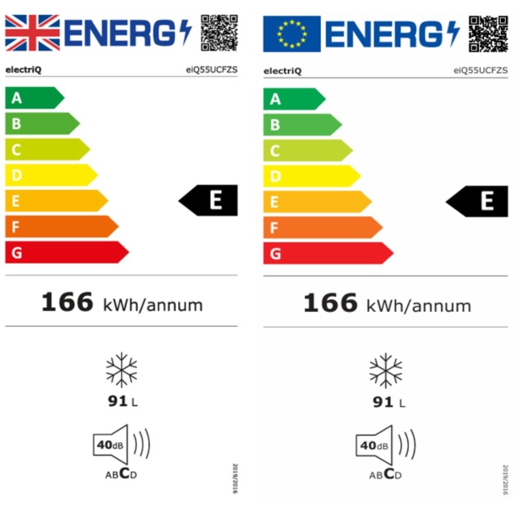 GRADE A1 - electriQ 91 Litre Freestanding Under Counter Freezer - Silver