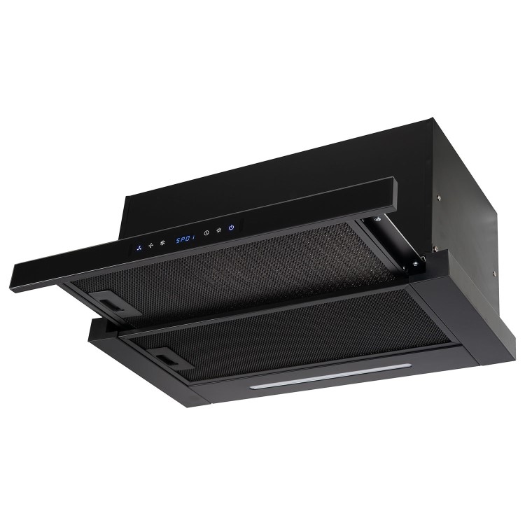 Refurbished electriQ eiQ60CANTABL 60cm Telescopic Cooker Hood with Auto Opening Black