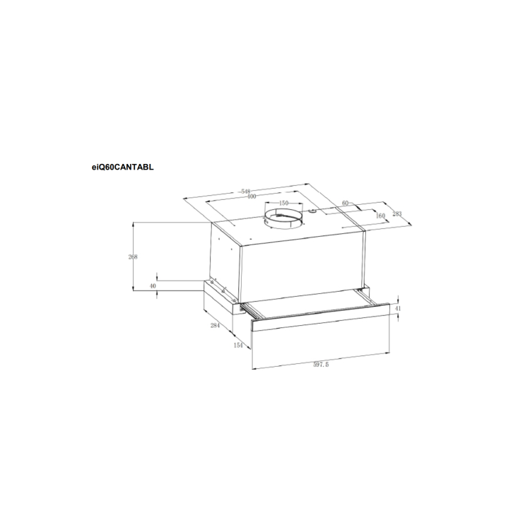 Refurbished electriQ eiQ60CANTABL 60cm Telescopic Cooker Hood with Auto Opening Black