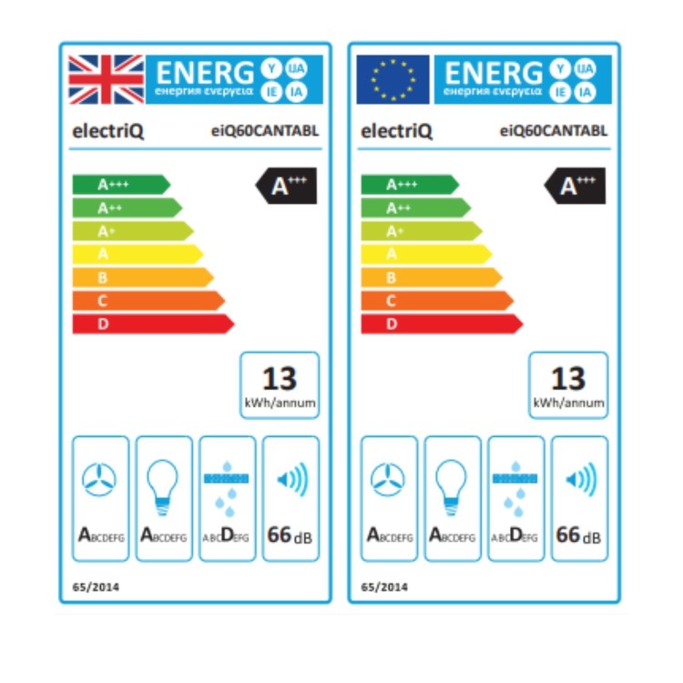 Refurbished electriQ eiQ60CANTABL 60cm Telescopic Cooker Hood with Auto Opening Black