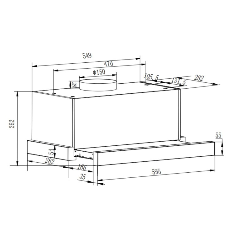 electriQ 60cm Telescopic Hood – Black