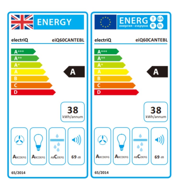 electriQ 60cm Telescopic Hood – Black
