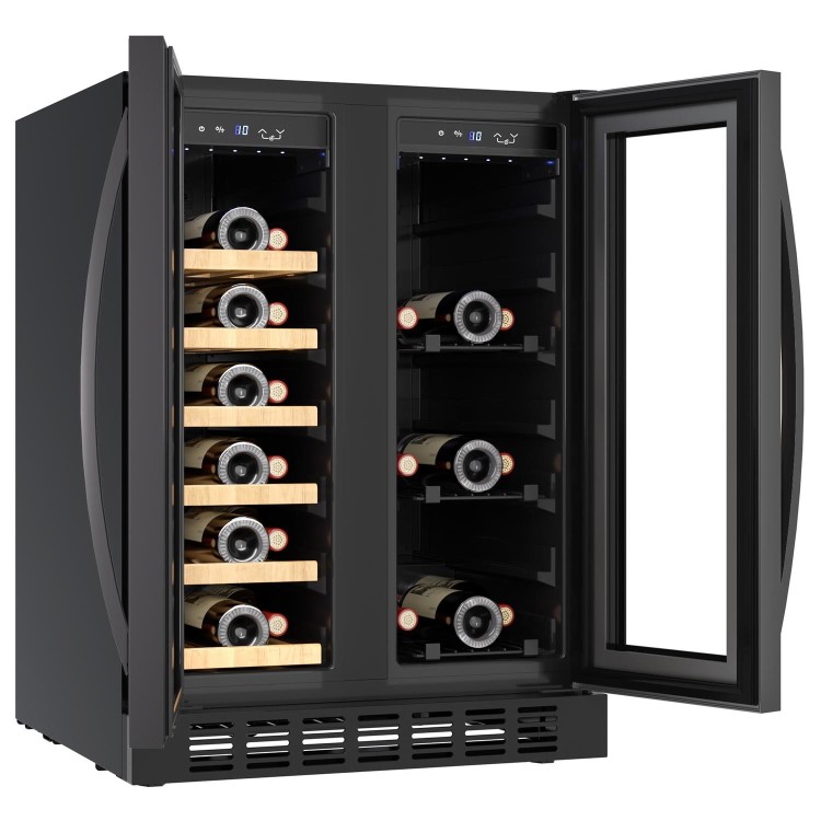 GRADE A2 - electriQ Dual Zone Wine and Drinks Cooler - Black Glass