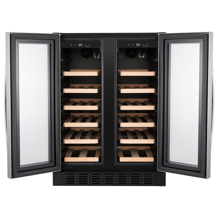 Refurbished electriQ eiQ60DDWINESS Freestanding 34 Bottle Dual Zone Wine Cooler Stainless Steel