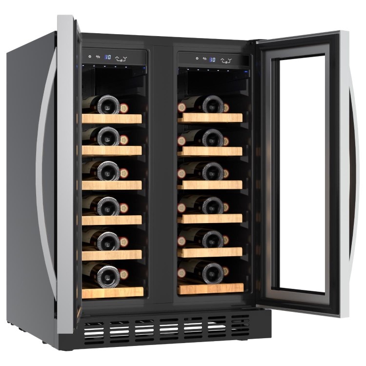 Refurbished electriQ eiQ60DDWINESS Freestanding 34 Bottle Dual Zone Wine Cooler Stainless Steel