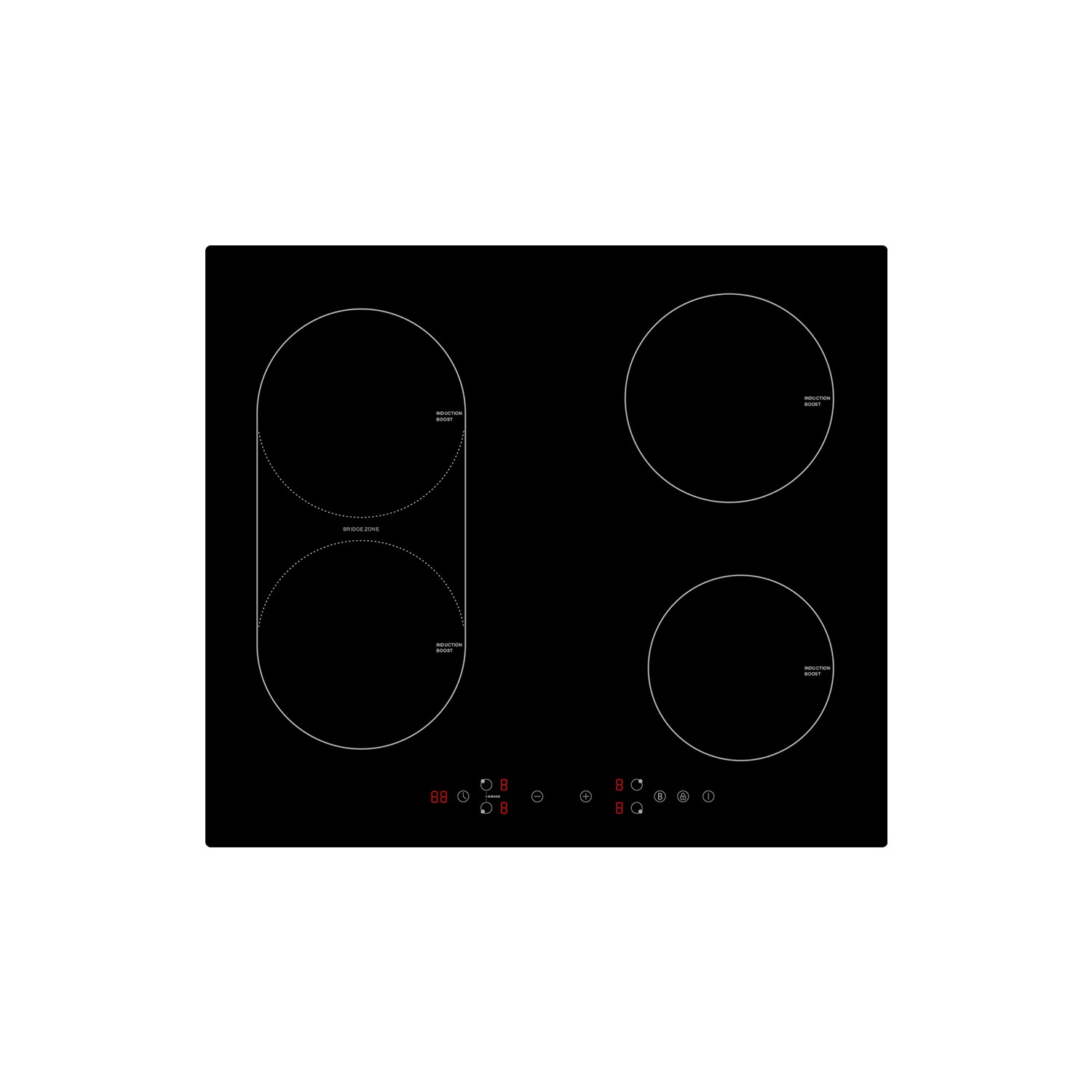 electriQ 60cm 4 Zone Induction Hob with Bridge Zone