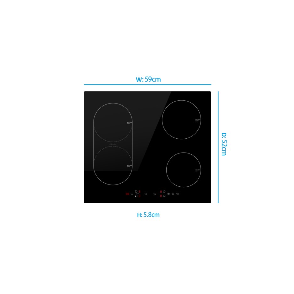 electriQ 60cm 4 Zone Induction Hob with Bridge Zone eiQ60INDBRIDGE