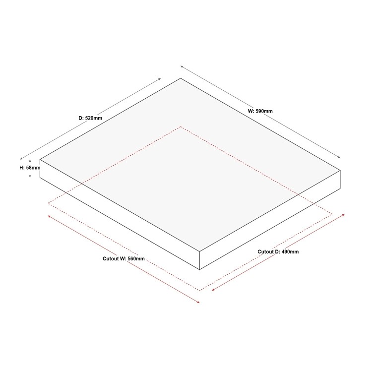 electriQ 60cm 4 Zone Induction Hob with Bridge Zone