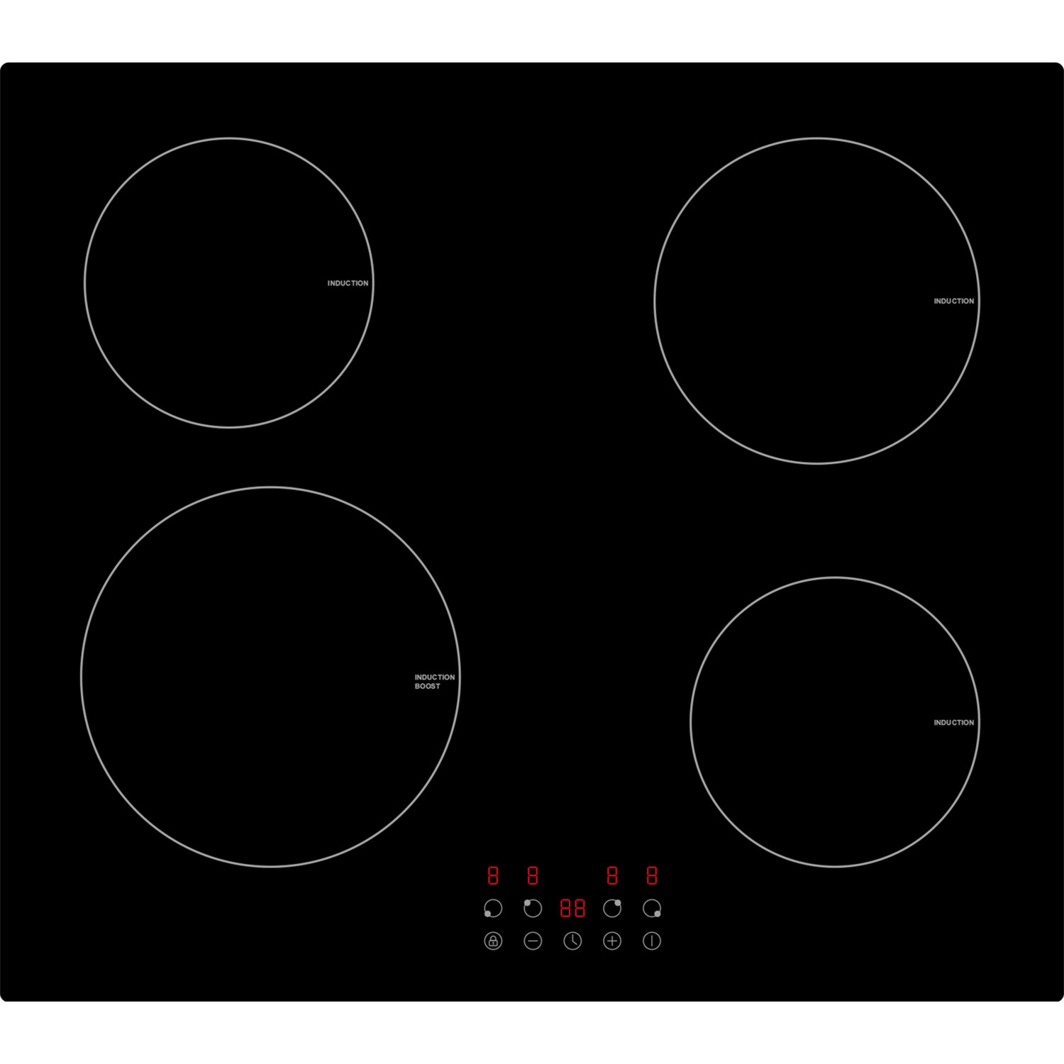 Table induction 60 cm 3 foyers induction dont 1 zone flexible