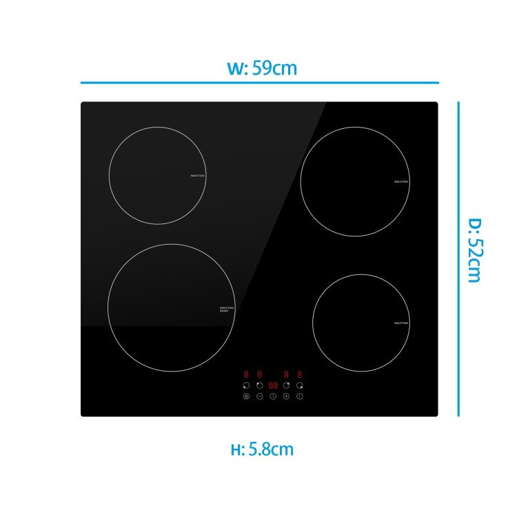 Refurbished electriQ eiQ60INDTOUCH 60cm 4 Zone Induction Touch Control Hob Black
