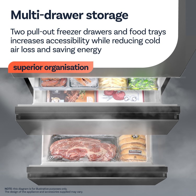 GRADE A1 - electriQ 401 Litre 60/40 Freestanding Fridge Freezer – Stainless Steel