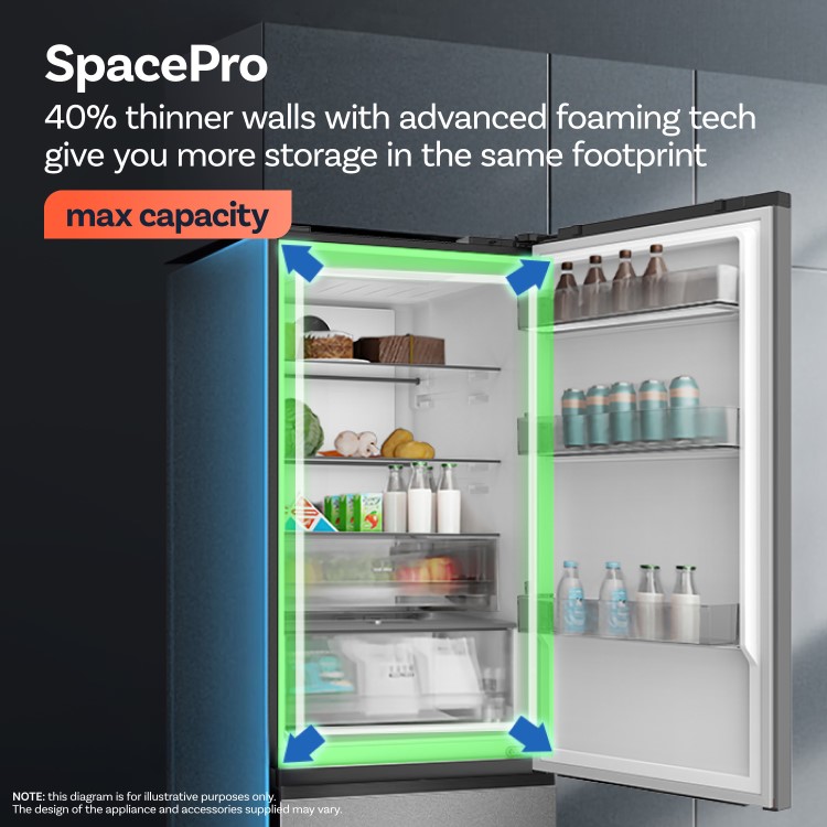 GRADE A1 - electriQ 401 Litre 60/40 Freestanding Fridge Freezer – Stainless Steel