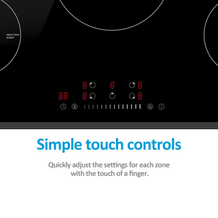 Refurbished electriQ eiQ77IND 77cm 5 Zone Induction Hob Black