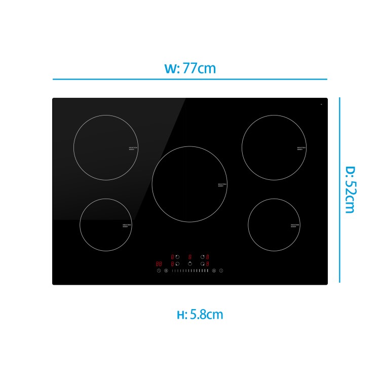 Refurbished electriQ eiQ77IND 77cm 5 Zone Induction Hob Black