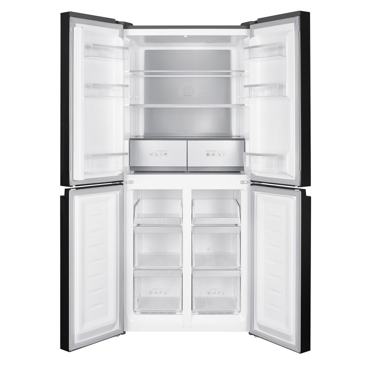 electriQ 466 Litre Four Door American Fridge Freezer - Stainless Steel