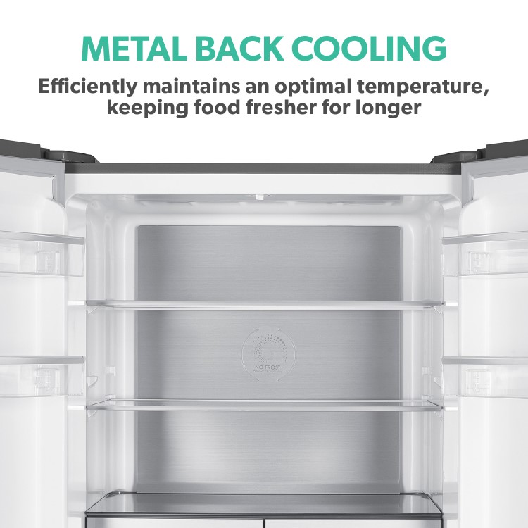 electriQ 466 Litre Four Door American Fridge Freezer - Stainless Steel