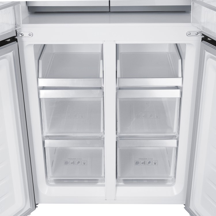 electriQ 466 Litre Four Door American Fridge Freezer - Stainless Steel