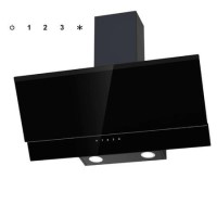 Refurbished electriQ eiQ80ANBEBK 80cm Angled Cooker Hood Black Glass