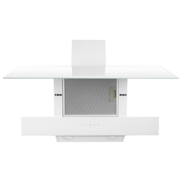 electriQ 80cm Angled Cooker Hood - White Glass