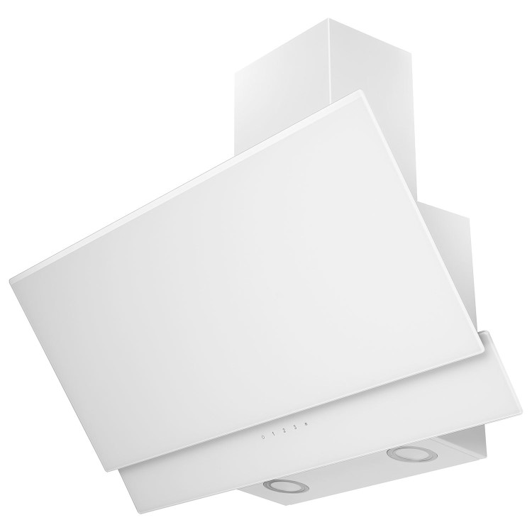 electriQ 80cm Angled Cooker Hood - White Glass 