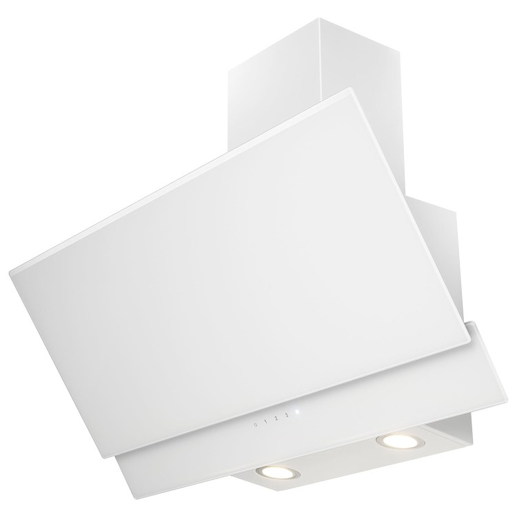 electriQ 80cm Angled Cooker Hood - White Glass
