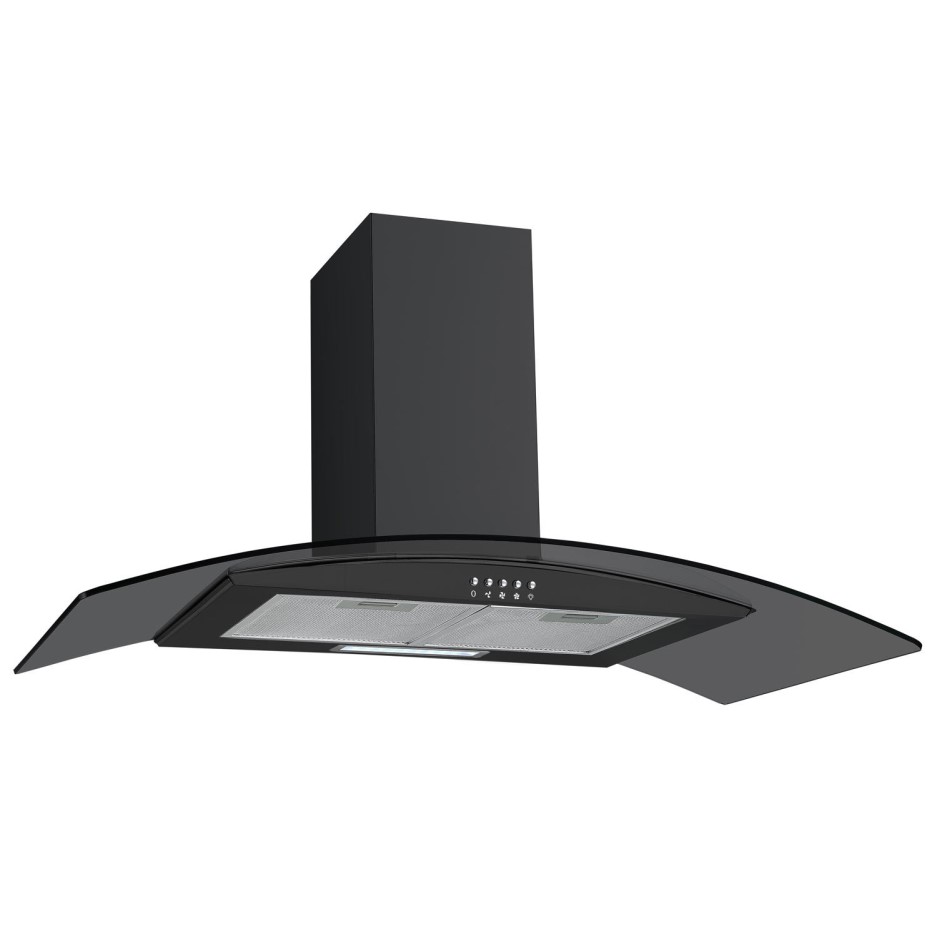 electriQ 80cm Curved Glass Black Chimney Cooker Hood 5 Year Warranty eiQ80CURVBL Appliances