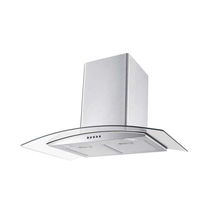 Refurbished electriQ eiQ80CURVSCTM 75cm Curved Glass Chimney Cooker Hood Stainless Steel