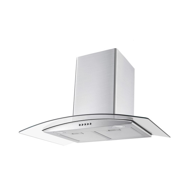 electriQ 75cm Curved Glass Chimney Cooker Hood - Stainless Steel