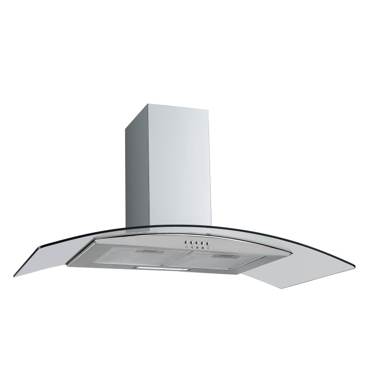 GRADE A1 - electriQ 80cm Curved Glass Stainless Steel Chimney Cooker Hood - 5 Year warranty
