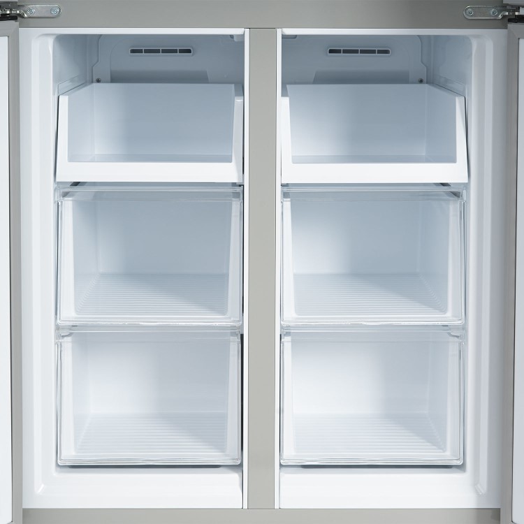 Refurbished electriQ 415 Litre Four Door American Fridge Freezer with Water Dispenser - Stainless Steel
