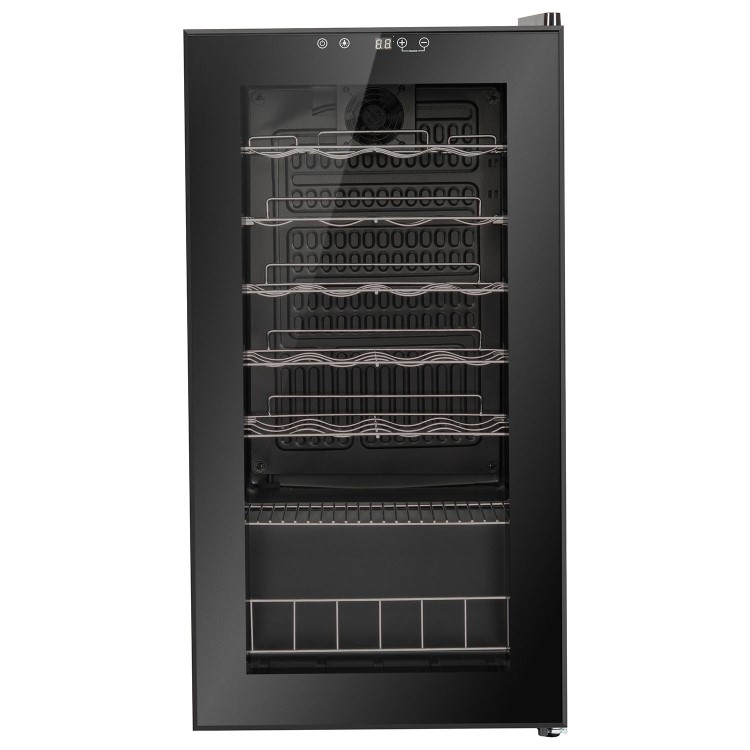 GRADE A2 - electriQ 28 Bottle Capacity Freestanding Wine Cooler -  Black