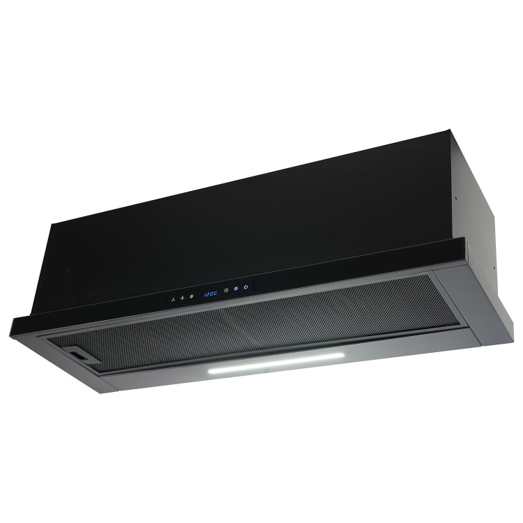 Refurbished electriQ eiQ90CANTABL 90cm Telescopic Cooker Hood with Auto Opening Black