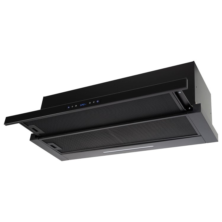 Refurbished electriQ eiQ90CANTABL 90cm Telescopic Cooker Hood with Auto Opening Black