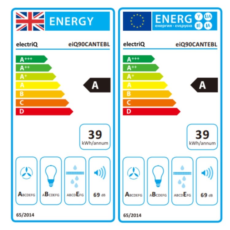 electriQ 90cm Telescopic Hood – Black