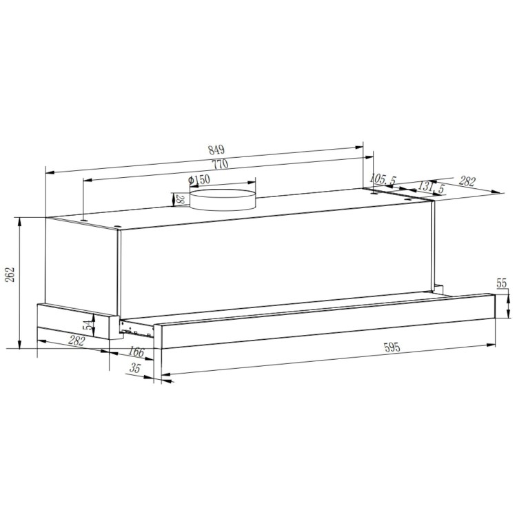electriQ 90cm Telescopic Hood – Stainless Steel