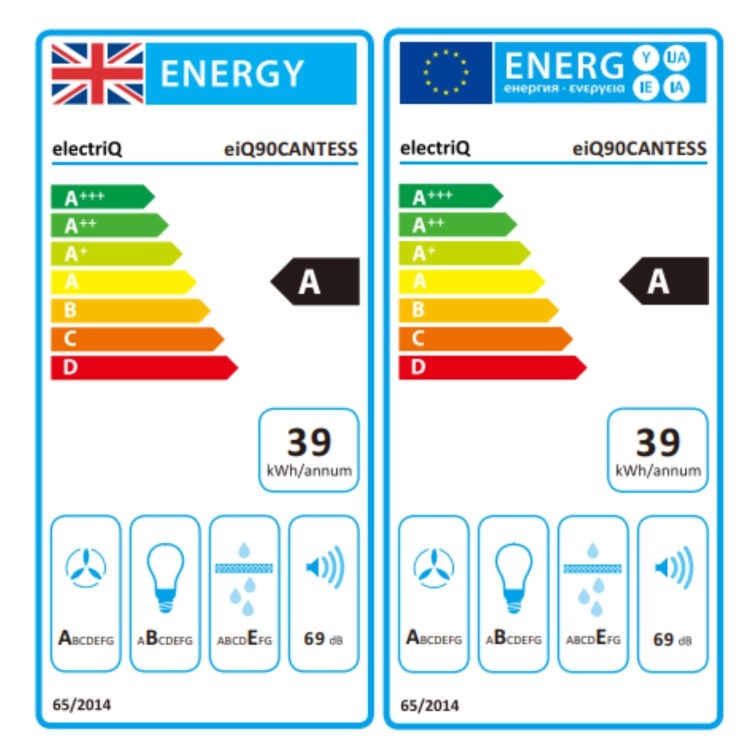 electriQ 90cm Telescopic Hood – Stainless Steel